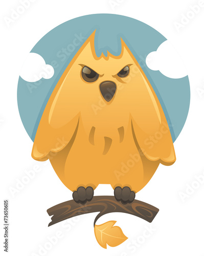 glossy cartoon owl, vector illustration