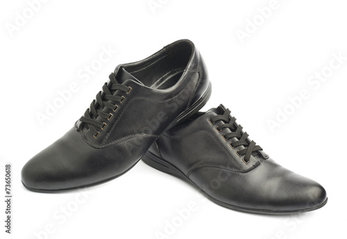 Classic black leather shoes isolated