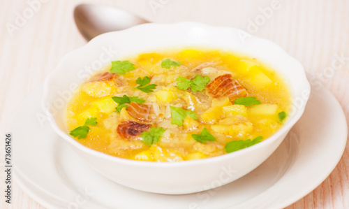 Fish soup with potato and rice