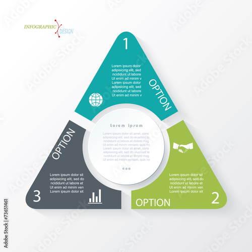 Business concept design with triangle and 3 segments. photo