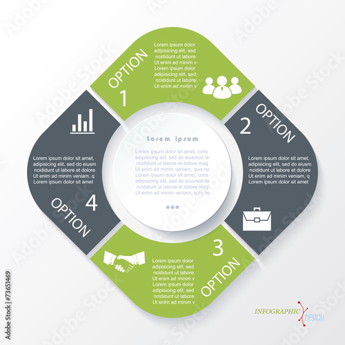 Business concept design with 4 segments. Infographic template