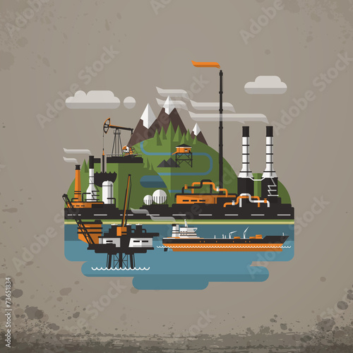 Abstract Industrial Factory, Manufacture Building