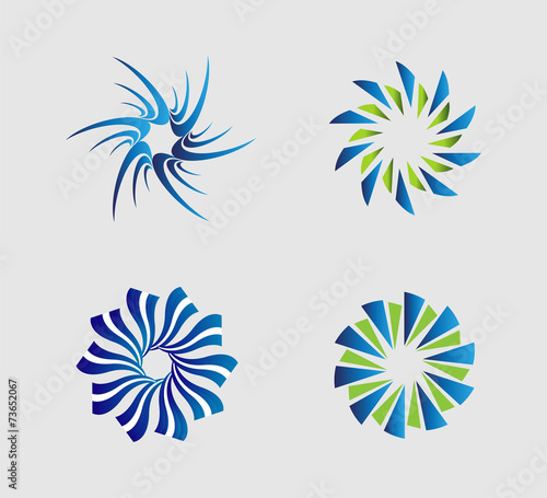 Spiral circular logo element set