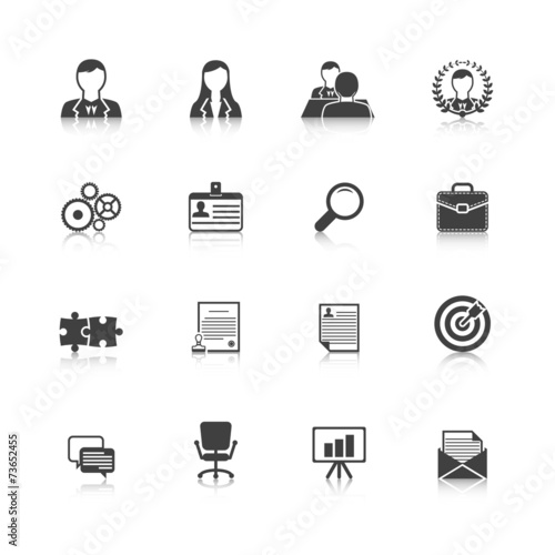Human resources black icons set
