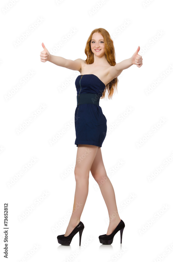 Woman giving thumbs up isolated on white Woman giving thumbs up isolated on white