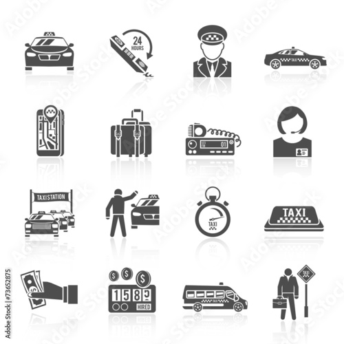 Taxi icons black set