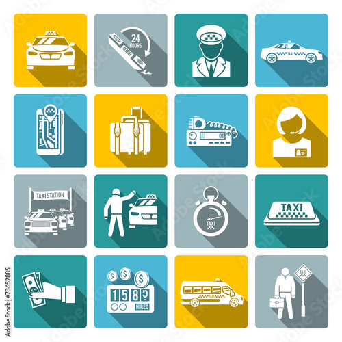 Taxi icons white set