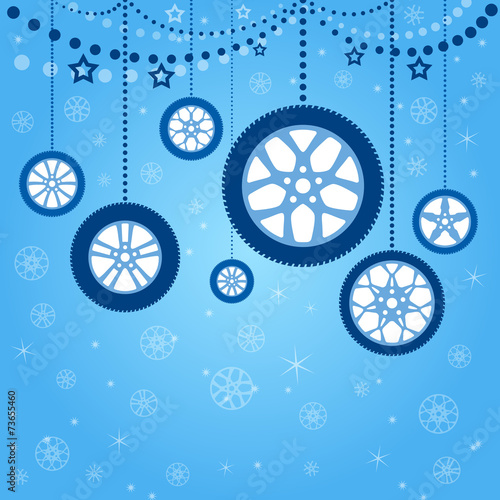Christmas card with stylized Christmas balls. Vector illustrati