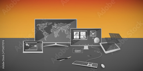 Business table electronics technology present