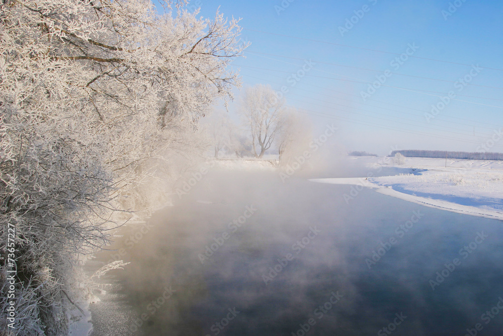 winter morning on the river Zai winter morning on the river Zai