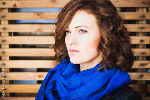Portrait of a modern young woman, outdoor autumn