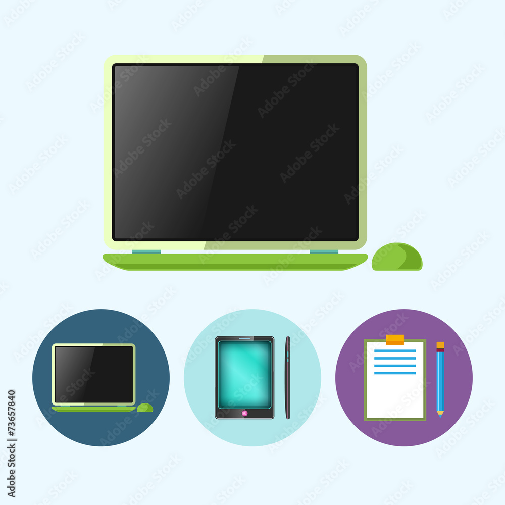 Set icons with laptop, notebook , phone, gadget, clipboard Set icons with laptop, notebook , phone, gadget, clipboard