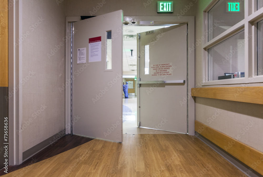 Door at corridor in a modern hospital.