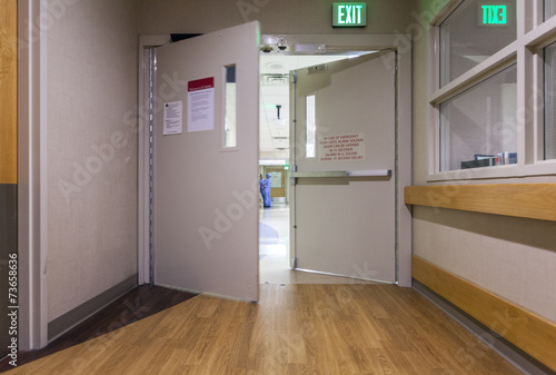 Door at corridor in a modern hospital.