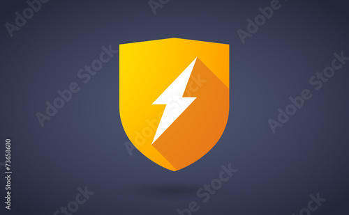 Long shadow shield icon with a lightning sign