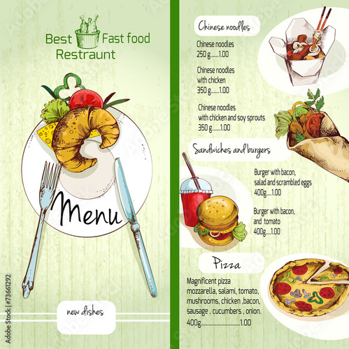Fast food menu
