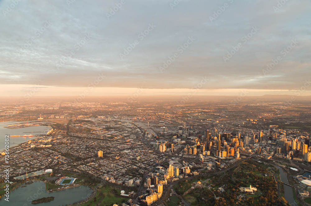Obraz premium Widok z lotu ptaka Melbourne