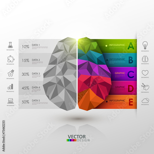 Vector infographic template. Brain functions.