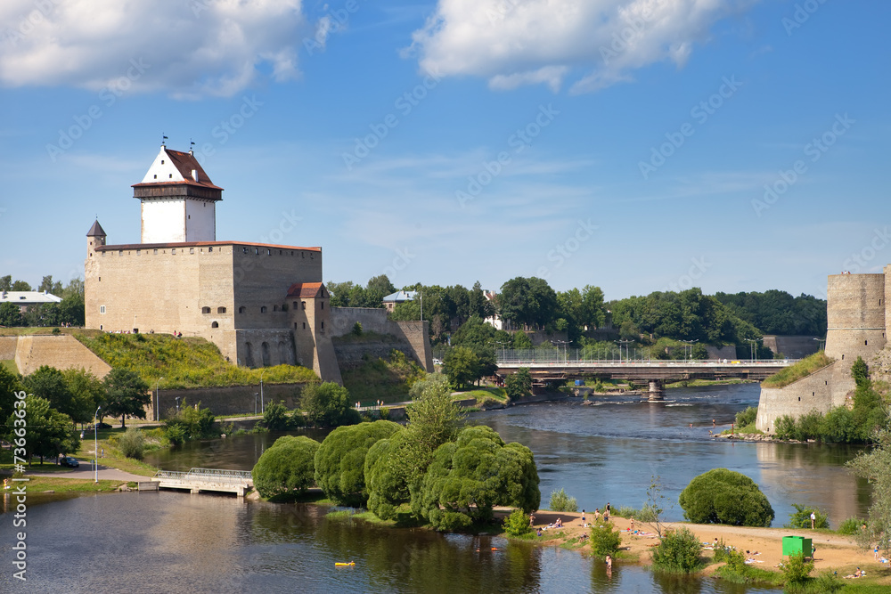 Estonia. Narva. Ancient fortress on border with Russia..