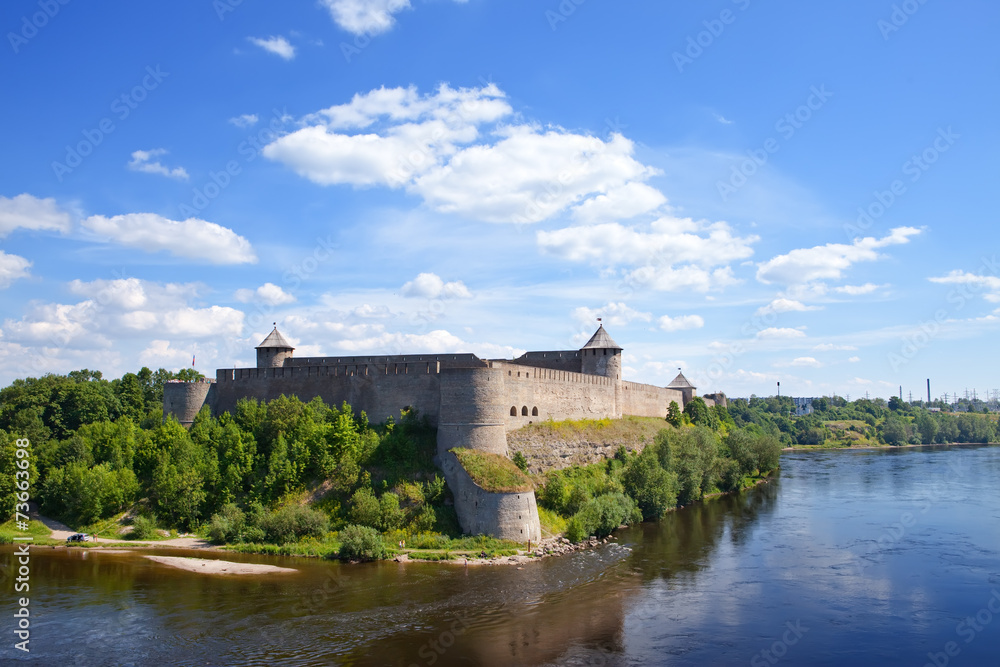 Ivangorod fortress at the border of Russia and Estonia..