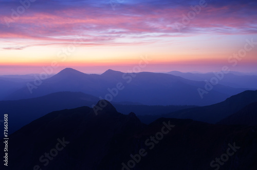 Mountain landscape at dawn