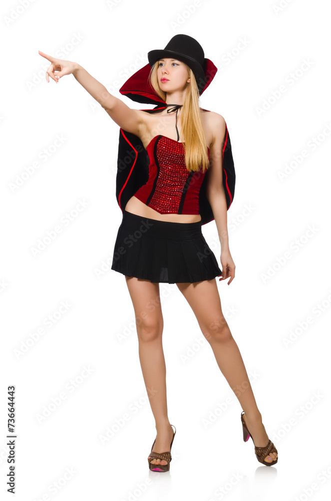 Woman magician isolated on white Woman magician isolated on white