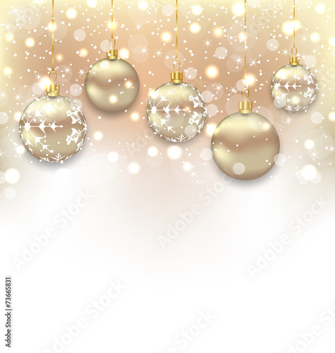 Christmas shimmering background with balls and copy space for yo