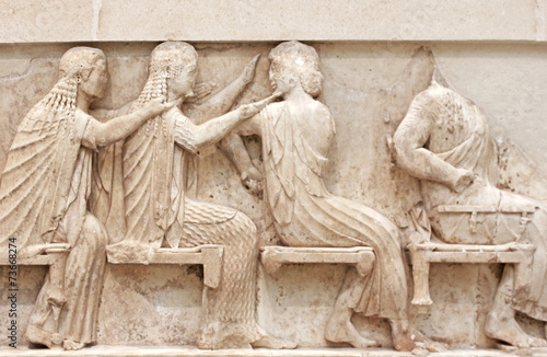 Obraz na plátně Ancient Greek Temple Frieze detail, Delhpi, Greece
