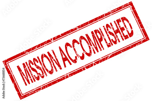 Bild auf Leinwand mission accomplished red square stamp