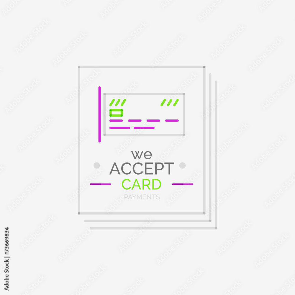 Line design shopping stamps, accept card label Line design shopping stamps, accept card label