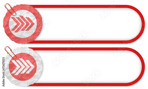 two buttons with texture crumpled paper and arrows