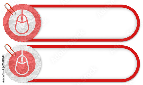two buttons with texture crumpled paper and mouse icon