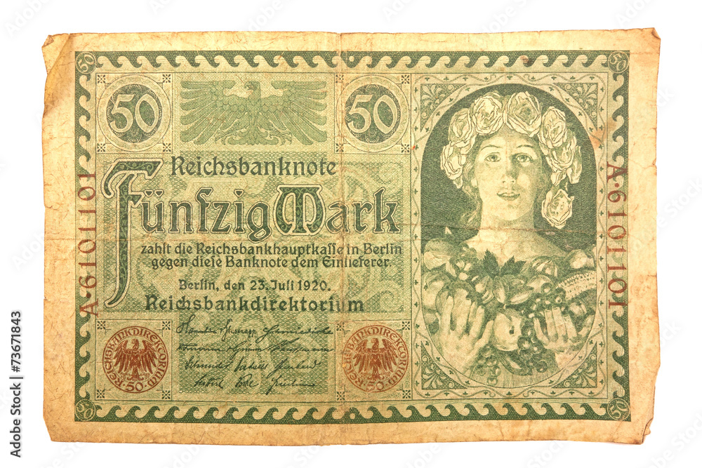 Obraz premium Inflationsgeld Reichsbanknote 1920