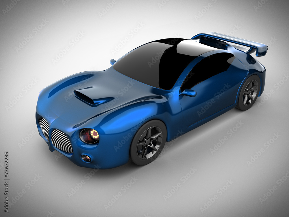 blue luxury brandless sport car on white background blue luxury brandless sport car on white background