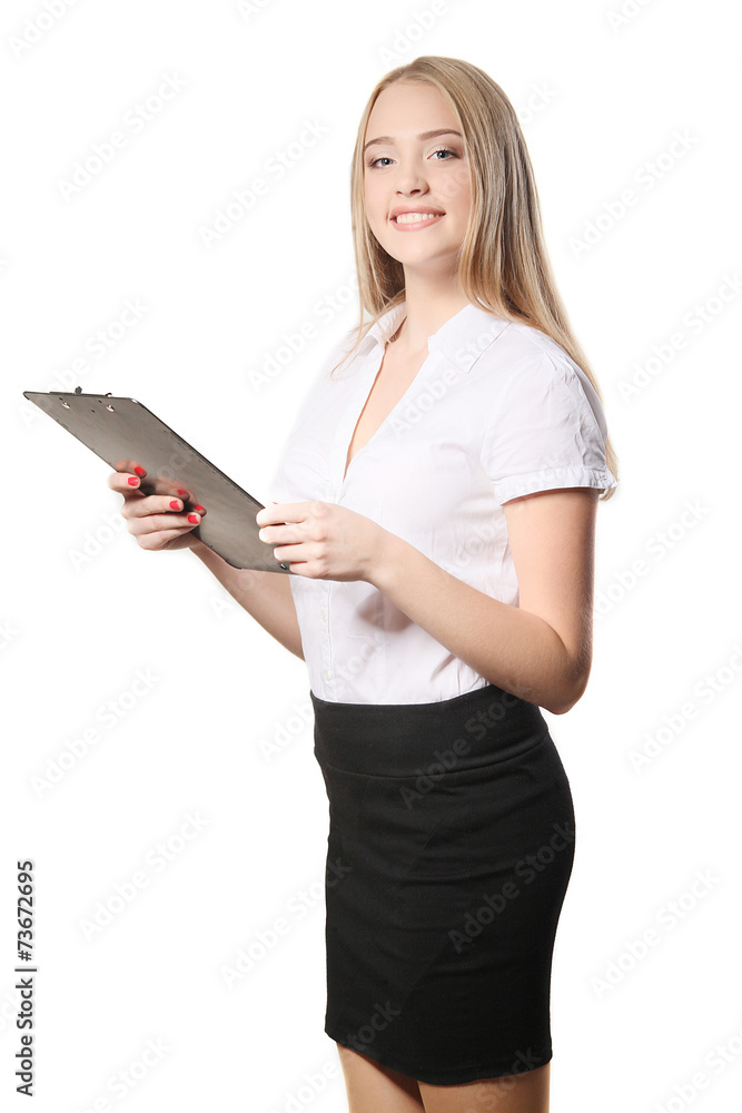 Portrait of a business woman isolated on white background Portrait of a business woman isolated on white background