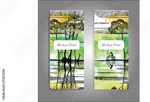 Vector landscape background with bike