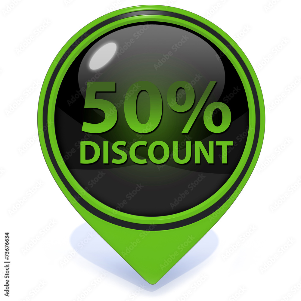 Discount 50 pointer icon on white background Discount 50 pointer icon on white background