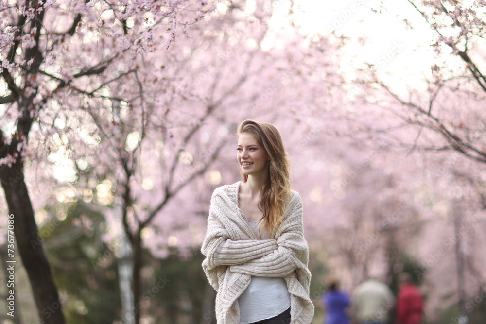 Beautiful Lady in the park in spring time Beautiful Lady in the park in spring time