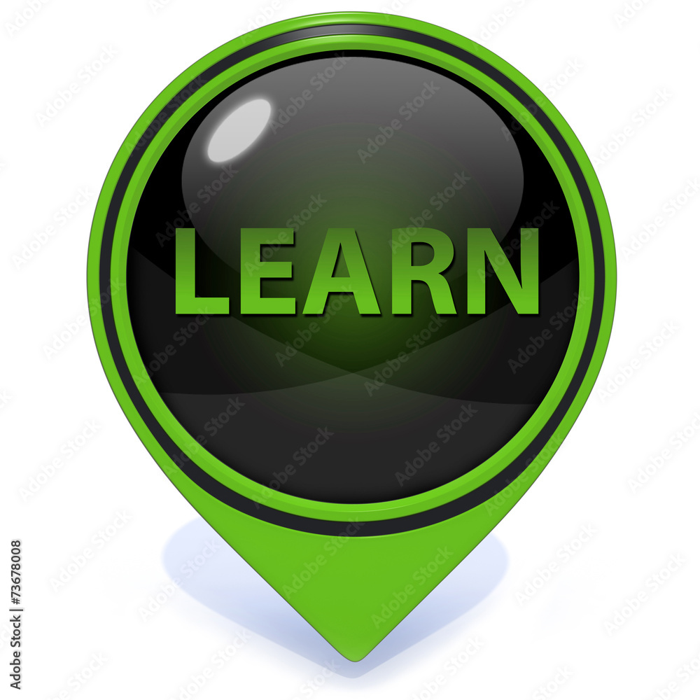 Learn pointer icon on white background Learn pointer icon on white background