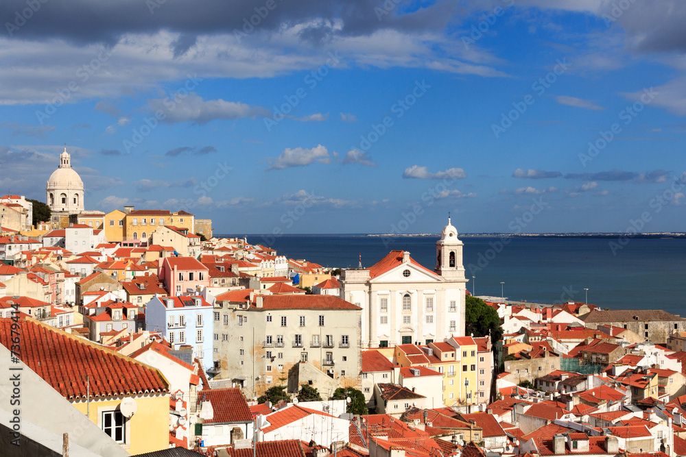 View across Alfama, Lisbon from Miradouro Santa Luzia