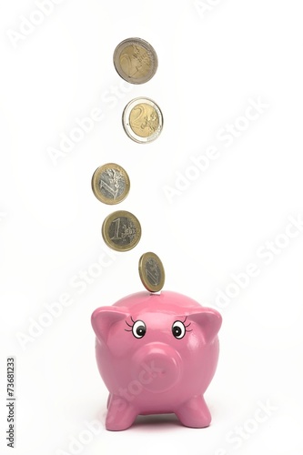 Euros and piggy bank