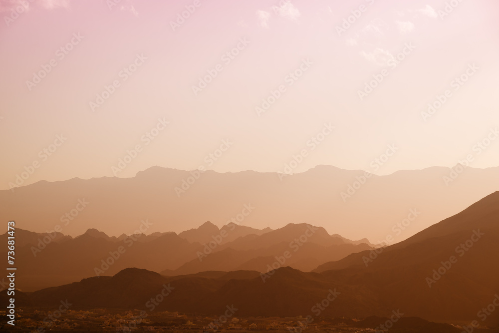 Sunset mountains Oman