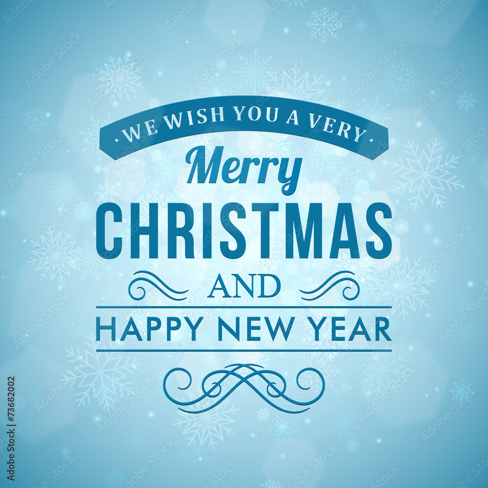 Merry Christmas message and snow background Merry Christmas message and snow background