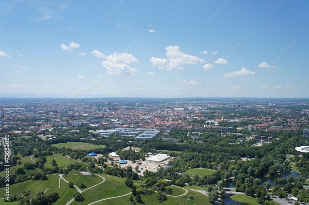 Fototapeta premium Blick aus der Vogelperspektive auf München