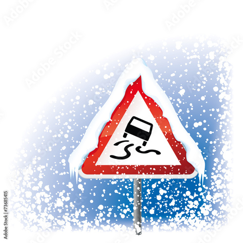Schild Schnee+Glätte mit Schleudern