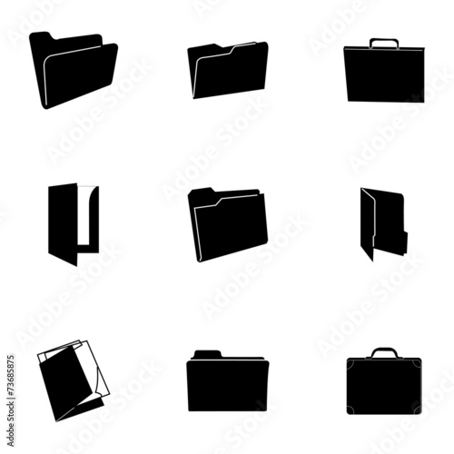 Vector black folder icons set