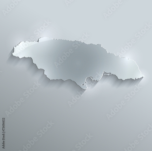Jamaica map flag glass card paper 3D vector