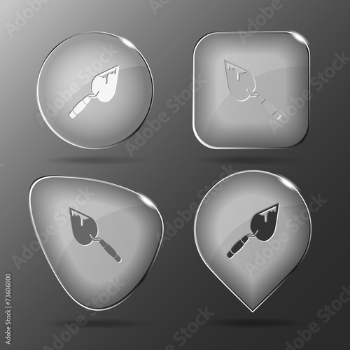 Trowel. Glass buttons. Vector illustration.