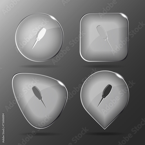 Awl. Glass buttons. Vector illustration.