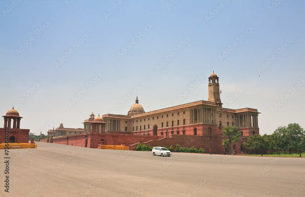 Esplanade Rajpath. The Indian government buildings. New Delhi